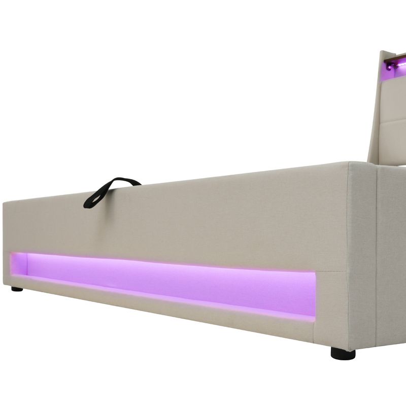 Lit simple 90 x 200 cm avec sommier à lattes en métal, rembourré en lin, pour enfants ou adolescents (matelas inclus)._voghion.com