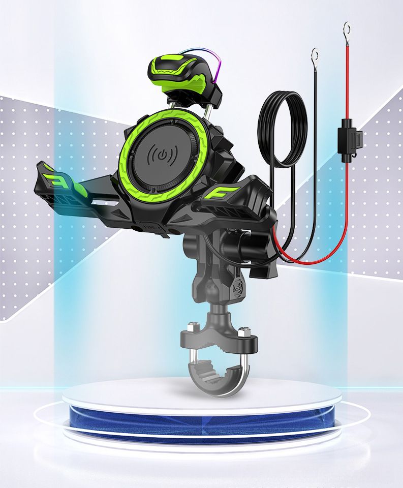 Motorcycle Three-Claw Fixed Electric Bike Clip Wired Charging Riding Phone Holder Rotatable_voghion.com