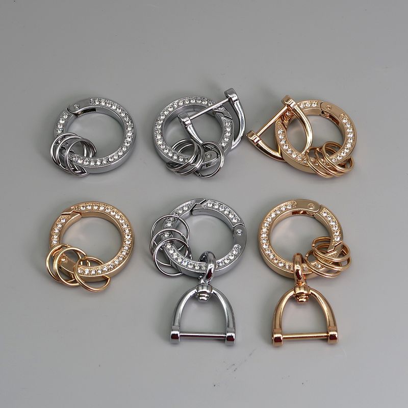 Sleutelhanger met diamant-ingelegde veerring, sleutelhanger van zinklegering met open lus voor auto's_voghion.com