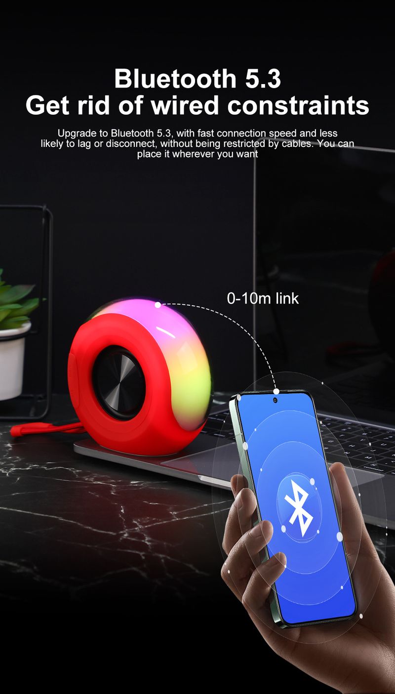 Populær Bluetooth-høyttaler med høy verdi, mini, omgivelseslys, lyd, subwoofer, utendørs Bluetooth, liten lyd_voghion.com