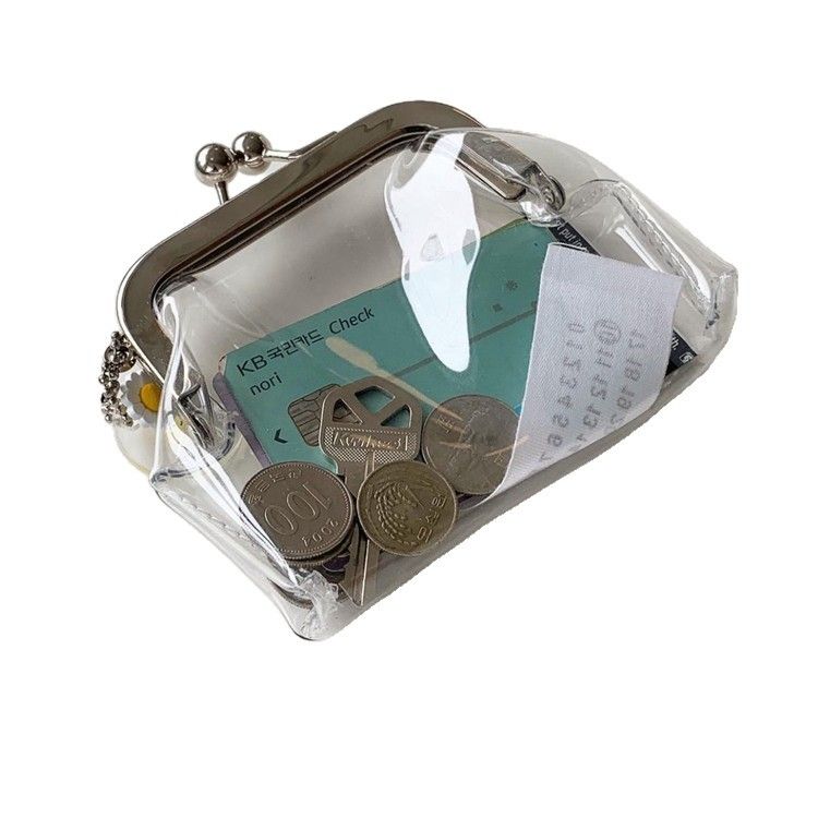 Korean Version Ins Style Clip Simple Transparent PVC Coin Purse Mini Small Portable Lipstick Earphone Bag_voghion.com