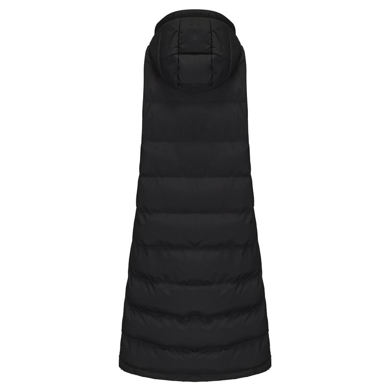 Women's Long Sleeveless Hooded Vest With Zip Front, Quilted Padded Jacket For Winter, Casual Outerwear In Solid Colors_voghion.com