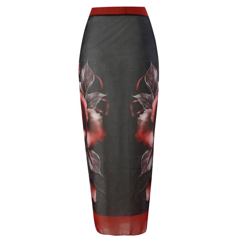 Ropa de mujer Nuevo traje de baño de una pieza para mujer, traje de baño de falda de gasa ajustado con flores grandes adelgazantes_voghion.com