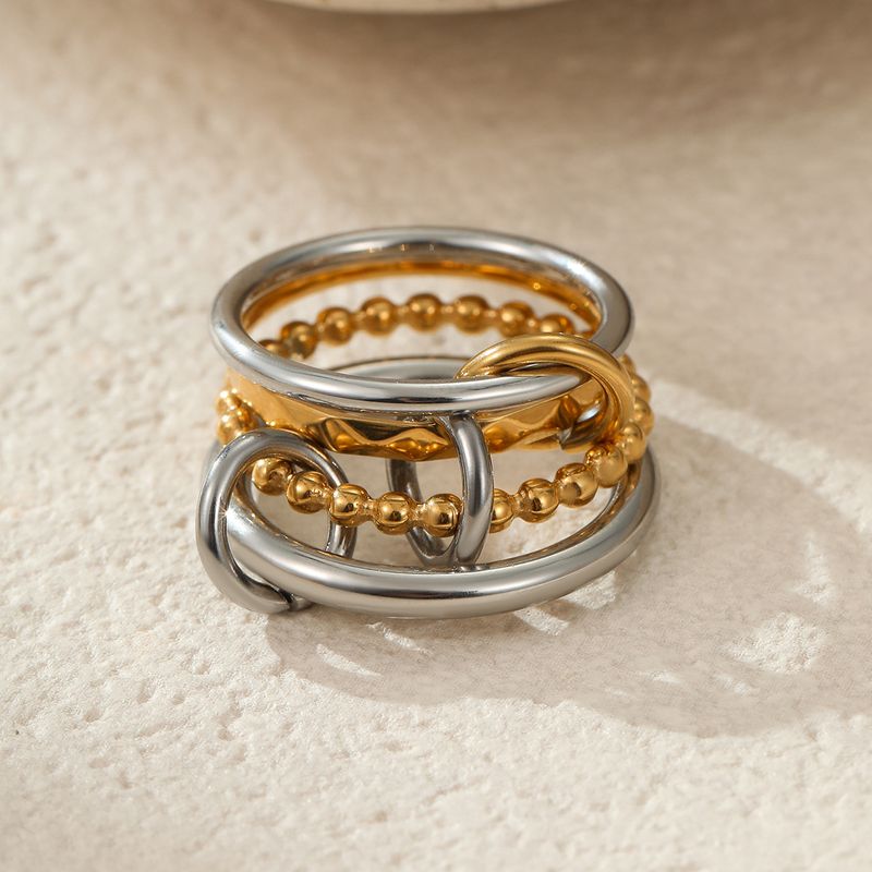 Anelli singoli impilabili in acciaio inossidabile con colori abbinati, placcati in oro 18k, personalità esagerata, gioielli da mano_voghion.com