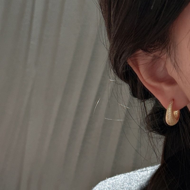 Fibbia per orecchini retrò in argento sterling S925, con texture spazzolata italiana, alla moda, di base, personalizzata, gioielli in argento_voghion.com