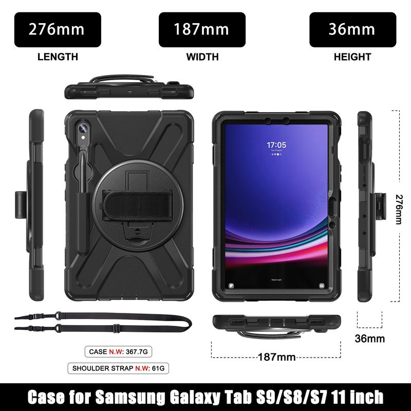 Geeignet fir Samsung Tab A9+11 Pirate King Handheld Rotatiounsstativ X210/X216 Schutzhülle fir Tablet mat Riemen_voghion.com