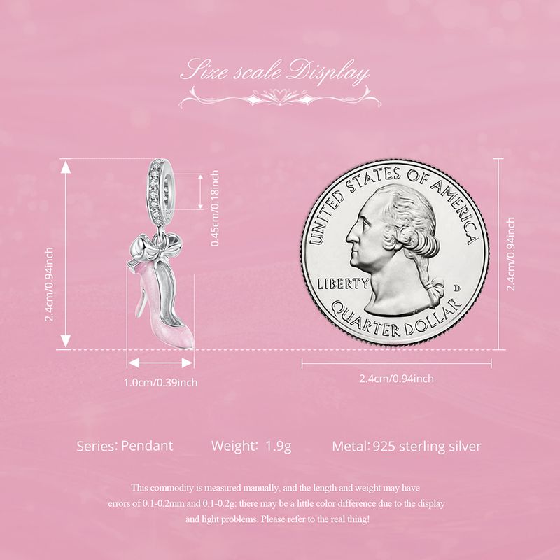 Rosa High Heels Anhänger Charm, Sterling Silber Charm Perlen_voghion.com