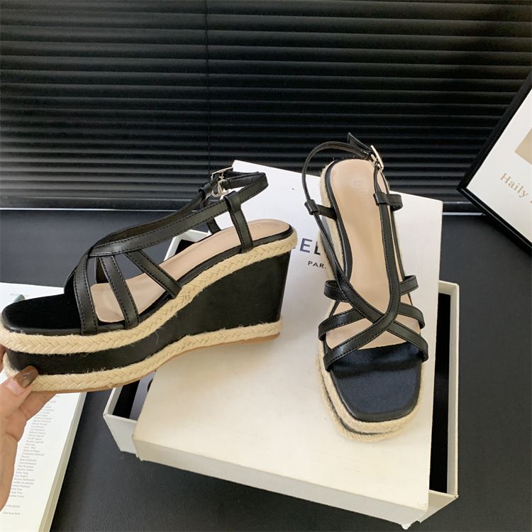 Pok Matsu biezas zoles sandales 2024. gada vasarai, jaunas, zāles aušanas, ūdensnecaurlaidīgas platformas, vienas līnijas sprādzes, atvērta purngala, īpaši augstas_voghion.com