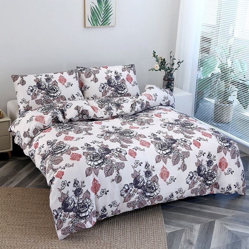 Conjunto de capa de edredom de algodão escovado de luxo estampado - roupa de cama macia tamanho casal/queen/king size para casa e dormitório universitário_voghion.com