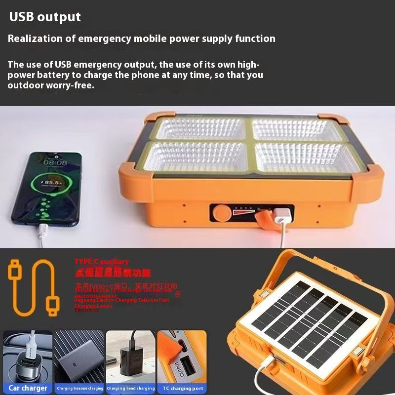 Lampada di emergenza per interruzione di corrente a energia solare, portatile, ricaricabile, portatile, per campeggio all'aperto_voghion.com