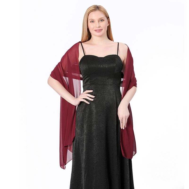 Scialle lungo in chiffon tinta unita di alta qualità per sposa, damigelle, abito da sposa, ballo di fine anno, cena, scialle da donna_voghion.com