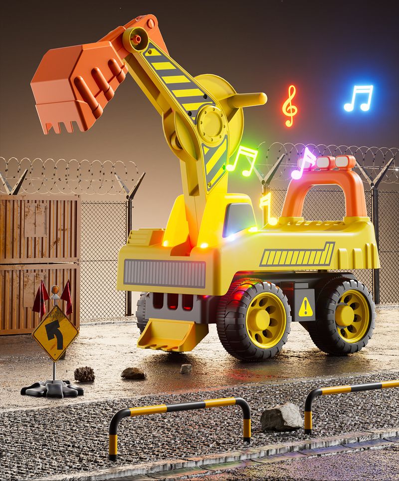 New Excavator With Music And Lights Boys' Digger Engineering Toy Sliding Children's Twist Car_voghion.com