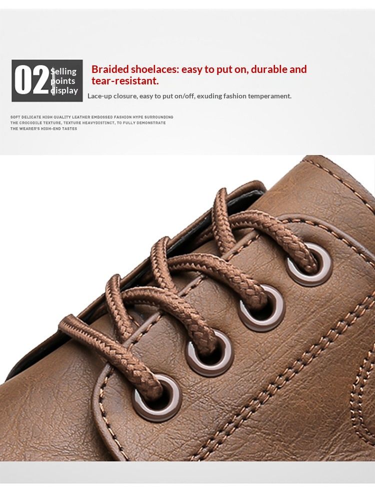 Glide Leather Frühling/Sommer Britische Derby-Schuhe mit dicker Sohle, lässige Herren-Martin-Stiefel, formelle Schuhe für Hochzeiten und Arbeit, niedrige Schafthöhe_voghion.com