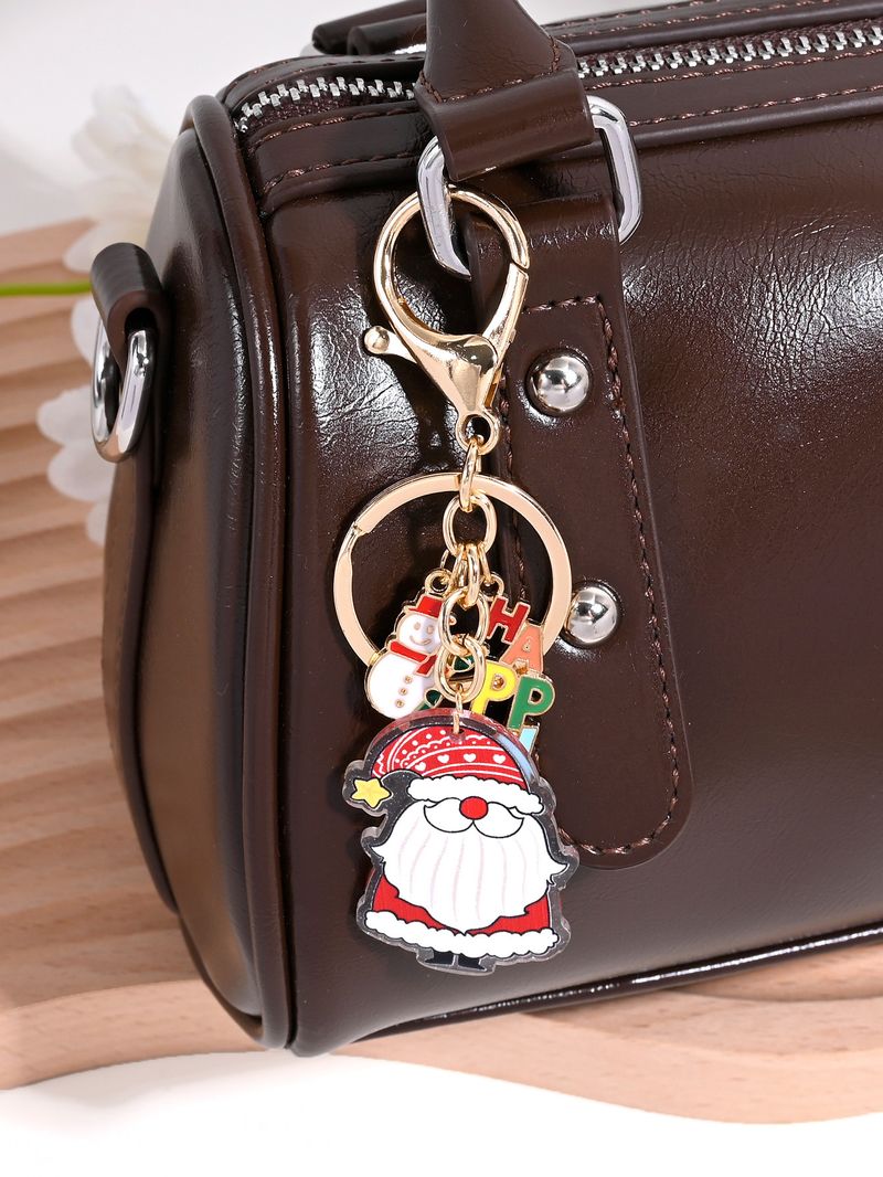 Portachiavi con ciondolo a forma di pupazzo di neve e Babbo Natale_voghion.com