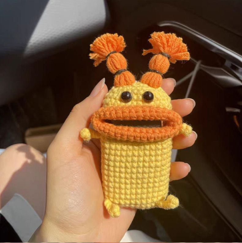 Kleine und kreative süße Cartoon-Pack Wurst Wolle Auto Anhänger Big Mouth Monster Schlüssel Abdeckung Shell Schnalle_voghion.com