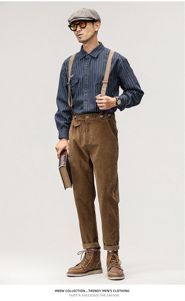 Mann kleidung der Cord overalls männer retro halter einteiliges beiläufige lange hosen_voghion.com
