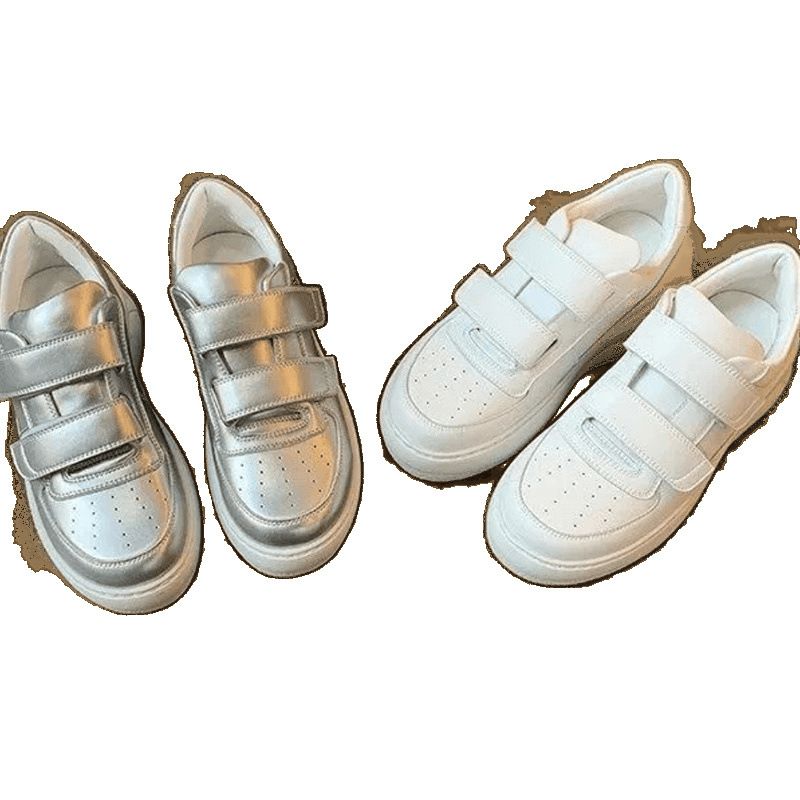 High Version~Acne Smiley Face White Zhao Lusi 7Cm Thick Sole Magic Tape Versatile Casual Board Shoes_voghion.com
