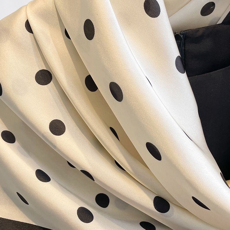 2023 Korean Spring Autumn Season Wave Dot Elegance 90 Square Scarves Women's Fashion and Western Style Shawl, Scarf for_voghion.com