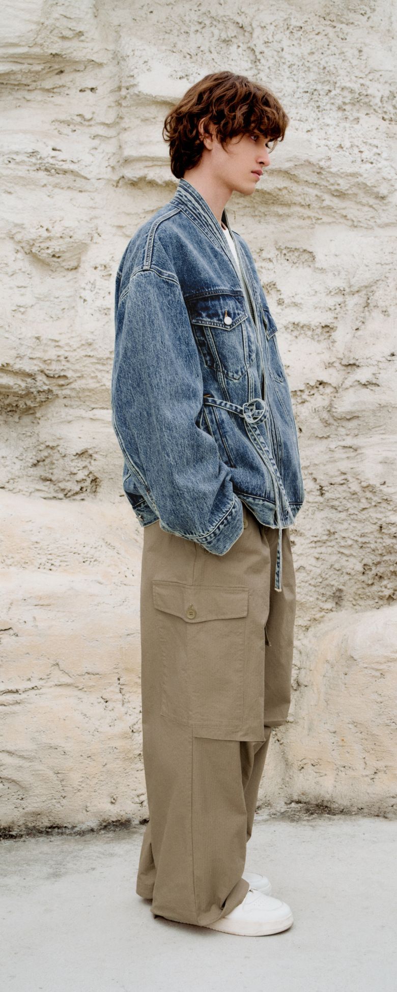 Men's Clothing New Style Irregular Symmetrical Design Niche Loose Lace Denim Jacket For Men_voghion.com