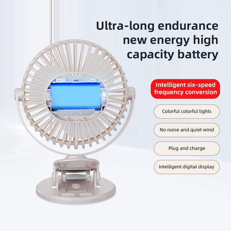 Digital Display Small Student Dormitory Bedside Night Light Clip Fan Office Desktop USB Rechargeable Silent_voghion.com