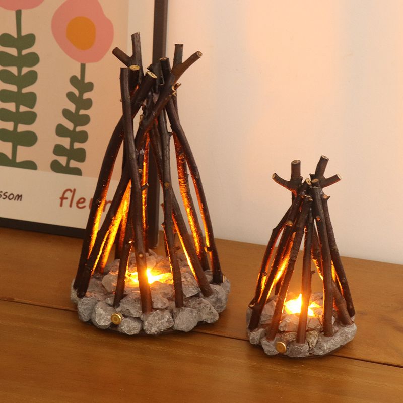 Creative Night Light Simple Retro Decoration Handmade Tree Branch Shape LED Burning Campfire Homestay Three-Dimensional_voghion.com