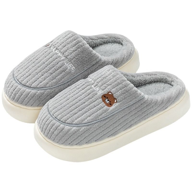 Pantofole invernali in cotone, con suola spessa, calde e comode per uso domestico, con aggiunta di velluto antiscivolo per coppia_voghion.com