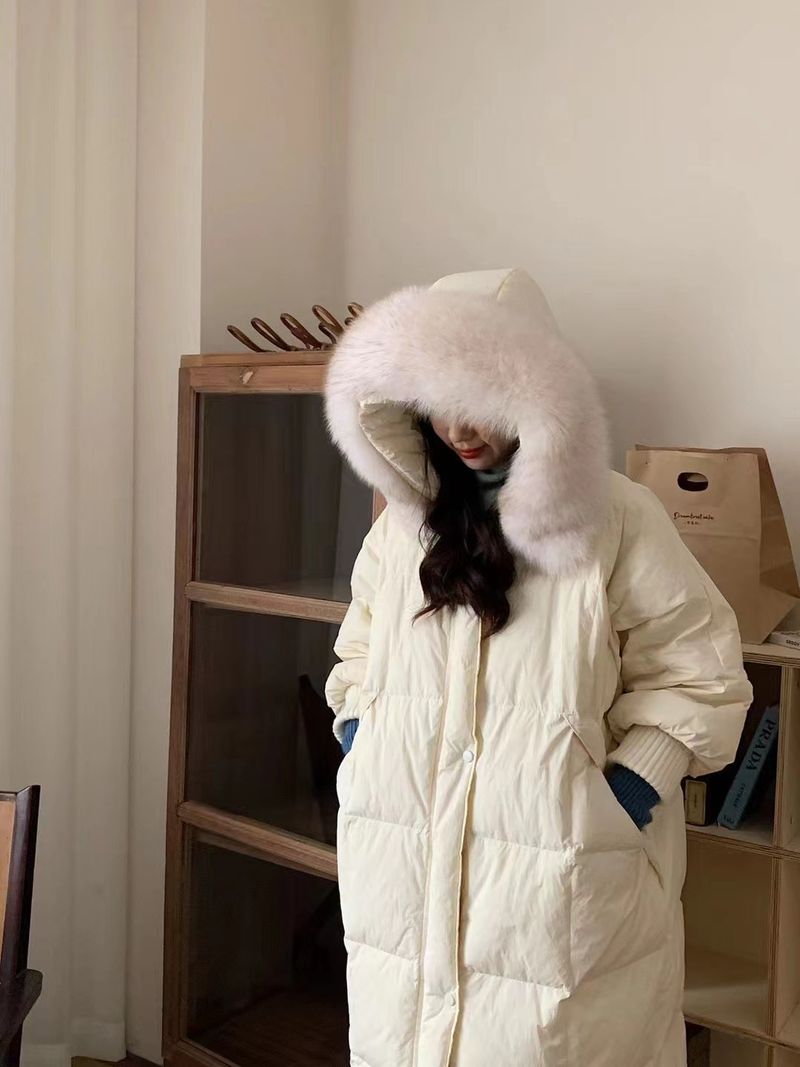 Damenmode lange Kapuzenjacke Warme Jacke_voghion.com