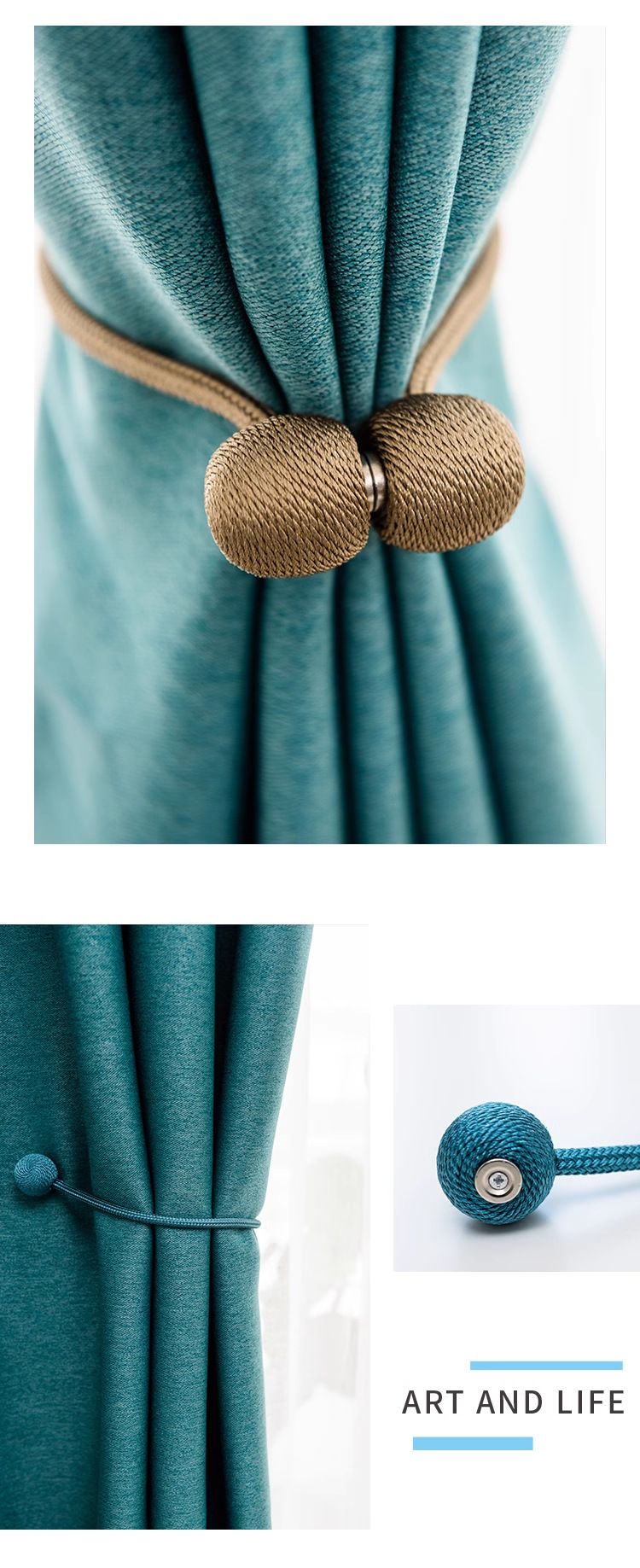 Hebilla de cortina con bola magnética de succión magnética de alta resistencia para muebles del hogar, cuerda de amarre, auricular, accesorios para cortina_voghion.com