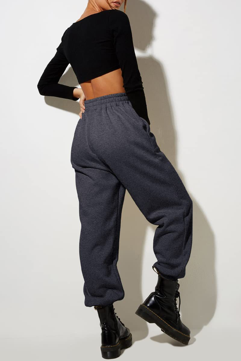 Pantaloni casual sportivi in tinta unita da donna con gambe larghe_voghion.com
