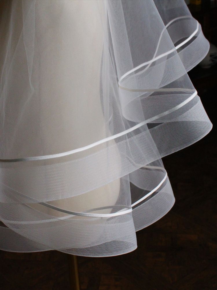 Unisex White double elastic mesh wrapped edge veil bride wedding trip shoot super fairy wedding headwear_voghion.com