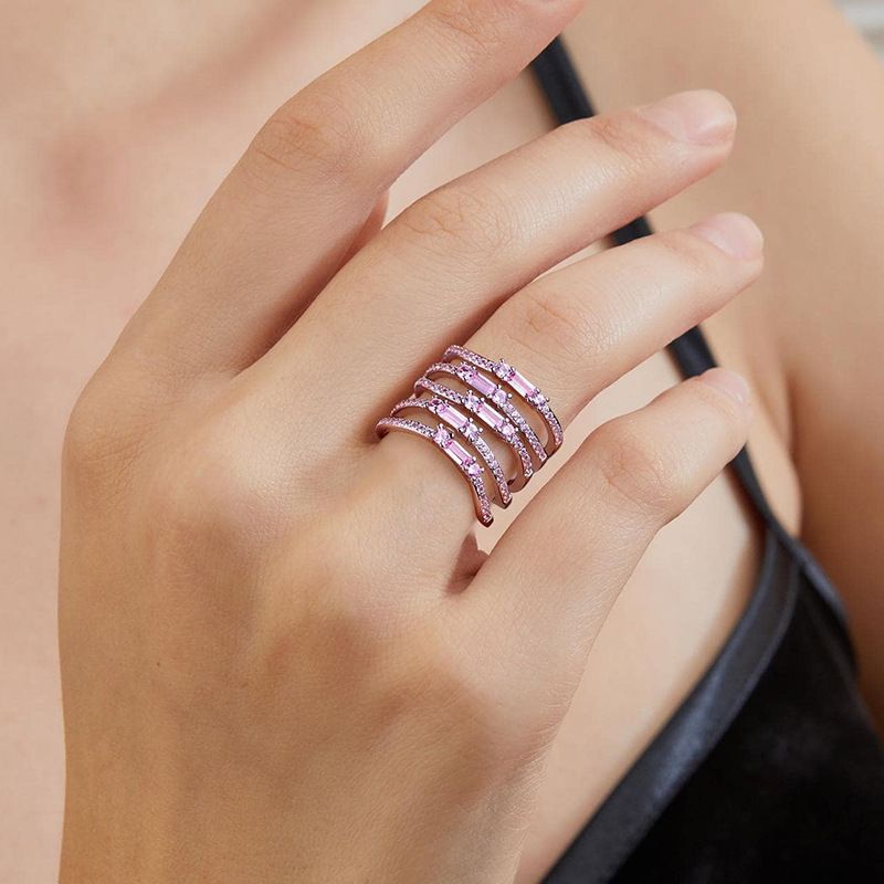 Damenschmuck, einzigartiges geometrisches stapelbares Zirkonring-Set, hypoallergen und anlaufgeschützt, verblasst nicht, kleine Chargen gewickelter Zirkonringe_voghion.com