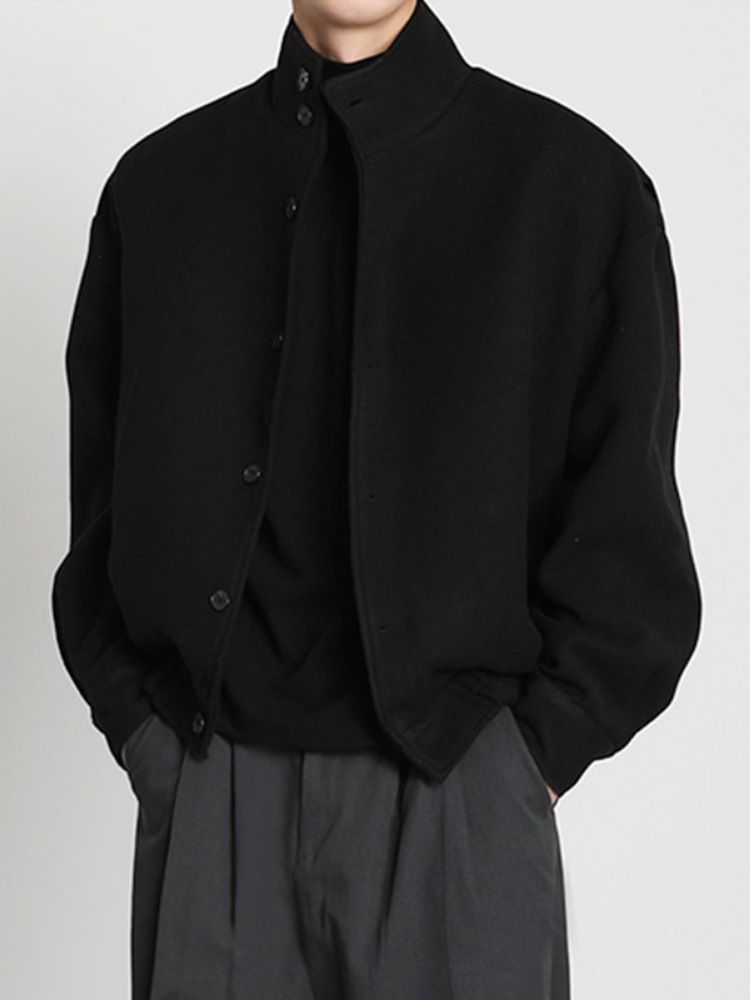 2025 Autumn Winter Trendy Brand Workwear Stand Collar Wool Coat British Style Niche Design Baseball Jacket Trend_voghion.com