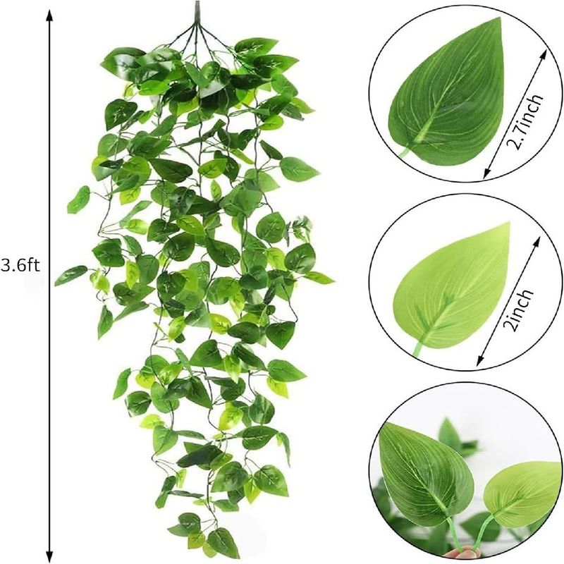 Casa Arredamento Parete Fiore Appeso Piccolo Ravanello Verde Artificiale Pianta a Foglia Verde Appeso Parete Rattan Fiore Appeso Ravanello Verde Pianta Appesa_voghion.com