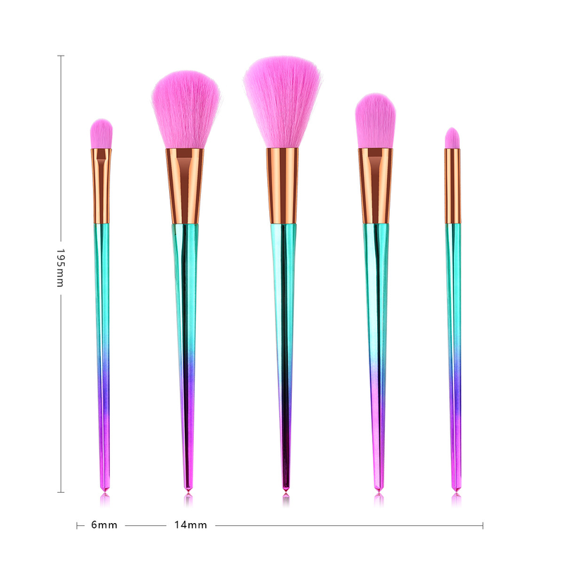 5-teiliges Make-up-Pinselset, Make-up-Tools, Augenset, Lidschattenpinsel, rosa und blauer Farbverlauf, Yuncai GUJHUI_voghion.com