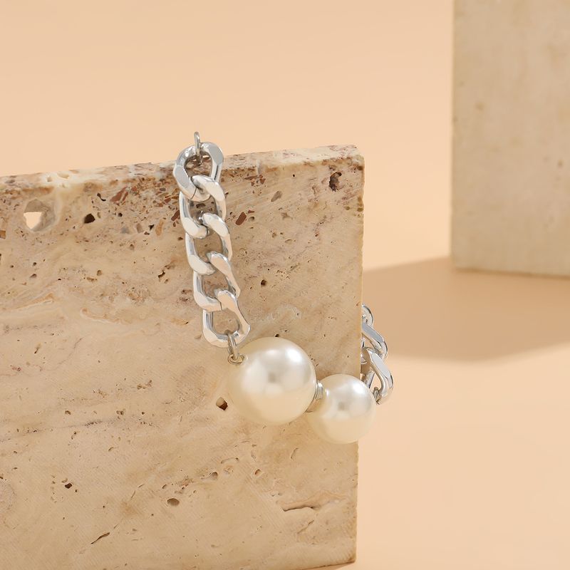 jewelry, simple pearl punk necklace, personalized business metal smooth ring necklace for women_voghion.com