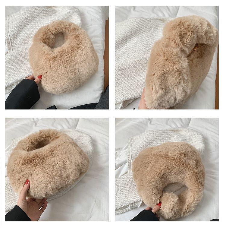 Women's Fashion Fluffy Handbag - Soft Shell Crossbody Bag With Zipper Closure Stylish Versatile For Daily Use Light Luxury Design Versatile Plush Bags_voghion.com