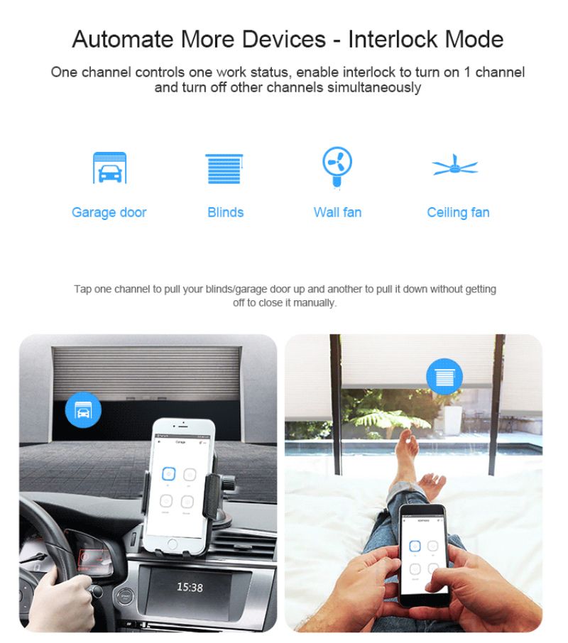 Sonoff 4CH R3/PRO R3 4 Way Mounting WiFI Wireless Smart Switch 433MHZ Remote Interrupter Relay Works with Alexa Google_voghion.com
