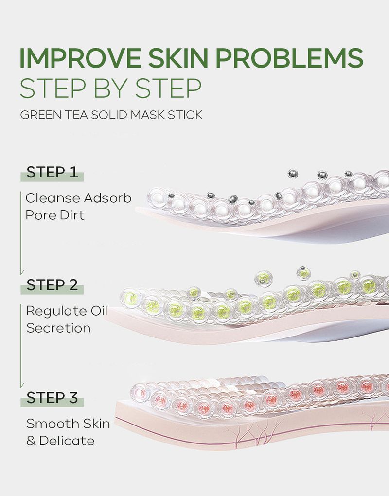 QUIYUM Grüner Tee Fester Maskenstift 40 g Feuchtigkeitsspendende, schmierbare Schlammmaske_voghion.com