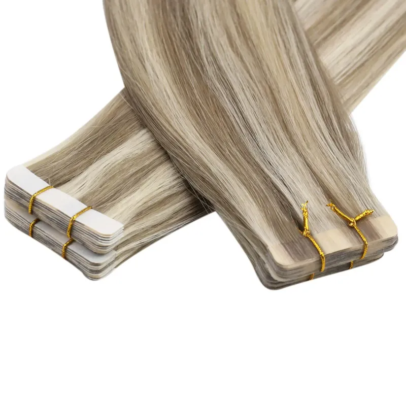 Extensiones de cabello humano brasileño 100 % liso con cinta adhesiva virgen LaaVoo_voghion.com