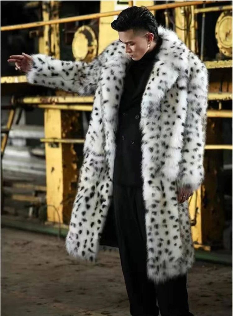 Abbigliamento da uomo Giacca con stampa leopardata, lungo colletto, cappotto invernale caldo antivento_voghion.com
