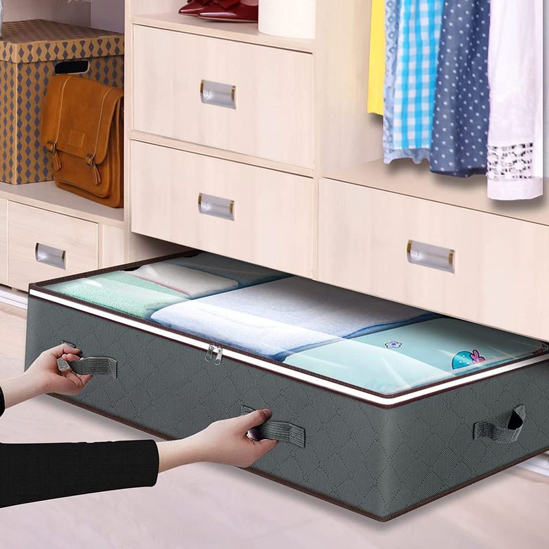 Under the bed storage box transparent clothing storage box under the bed foldable household quilt quilt storage bag_voghion.com