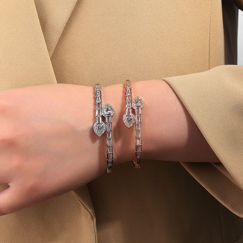 Damenschmuck Diamant Schlangenknochen Persönlichkeit Armband Modisch Einfach Offen High-End Diamant Armband Handschmuck_voghion.com