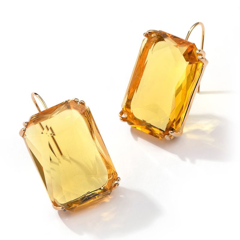 Orecchini grandi esagerati con ganci per orecchini in zircone cubico quadrato trasparente colorato_voghion.com