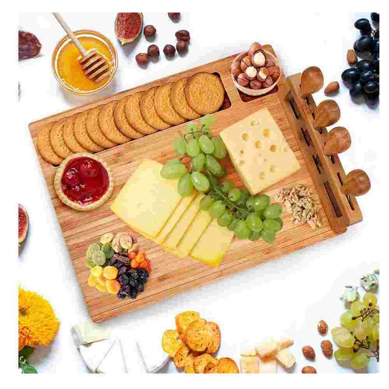 Schneidebrett-Set aus Bambus, Käsebrett, Fleisch- und Wurstplatte, Serviertablett für Obst und leckeres Fleisch_voghion.com