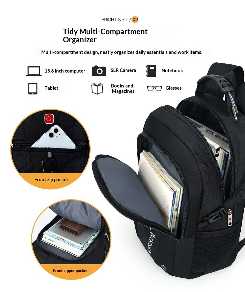 Satin Large Capacity Backpack Men, Double Shoulder Casual Travel Bag, Laptop Backpack, Bag For Middle School College Students,_voghion.com