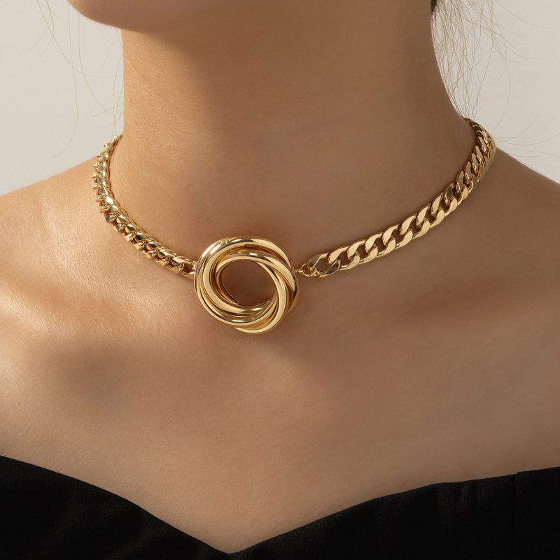 Stile semplice, moda, tendenza dolce, collana, braccialetto, femminilità, set di gioielli geometrici Fried Dough Twists_voghion.com