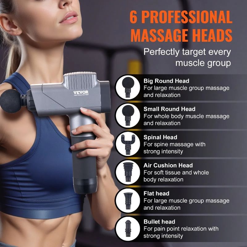 S Deep con massaggiatore per massaggi, batterie per tessuti, 6 livelli di massaggio da 16 V, mano, 8 muscoli e per pistola a percussione, 2500 mAh, velocità per atleti_voghion.com