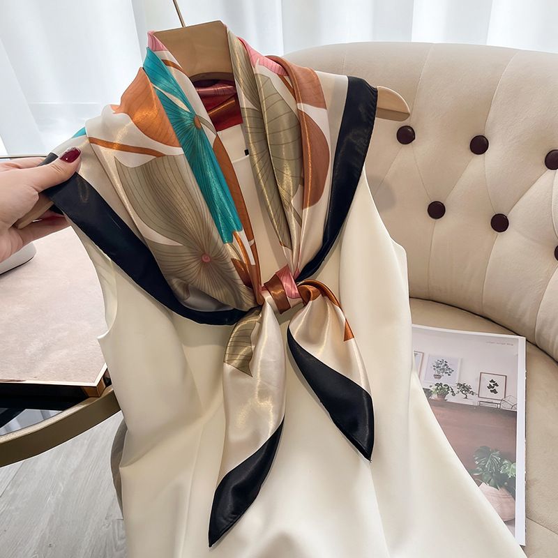 Silk New Product 90 Small Square Women's Fashion Versatile Colored Printed Scarf, Satin Collar_voghion.com