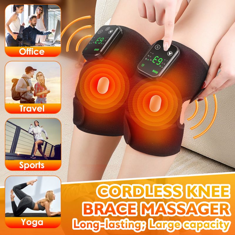 Masajeador térmico 3 en 1 para hombros, rodillas y codos, soporte de masaje con calefacción, almohadilla vibratoria recargable, para artritis y músculos._voghion.com