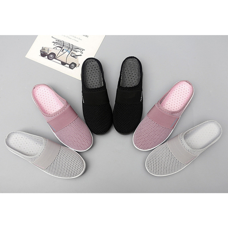 Rückenfreie Mesh-Pantoletten für Damen, atmungsaktiv, für drinnen und draußen, zum Hineinschlüpfen, Gartenschuhe, Keilpantoffeln_voghion.com